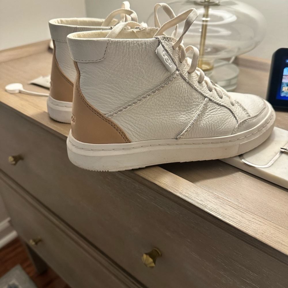 UGG Cream Canvas High-Top Sneakers
